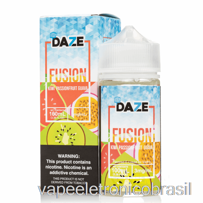 Vape Recarregável Kiwi Gelado Goiaba Maracujá - 7 Daze Fusion - 100ml 3mg